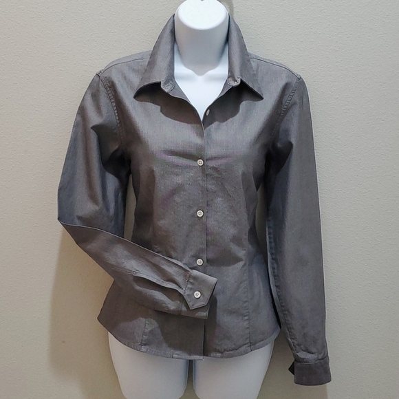 BANANA REPUBLIC Button Down Shirt, Long Sleeve, Sz M, Gray, Cotton, NEW - Picture 2 of 11